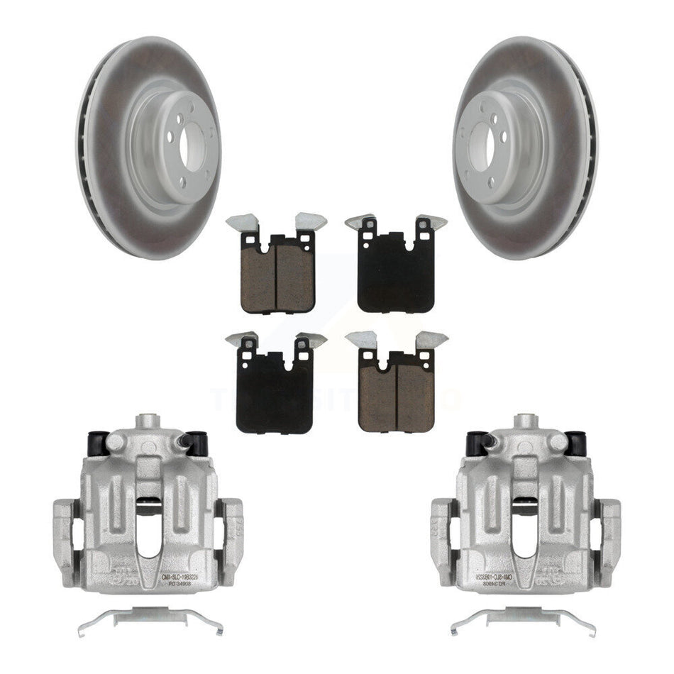 Rear Disc Brake Caliper Coated Rotors And Ceramic Pads Kit For 2012 BMW 328i 2.0L With Blue Painted Calipers KCG-100006C