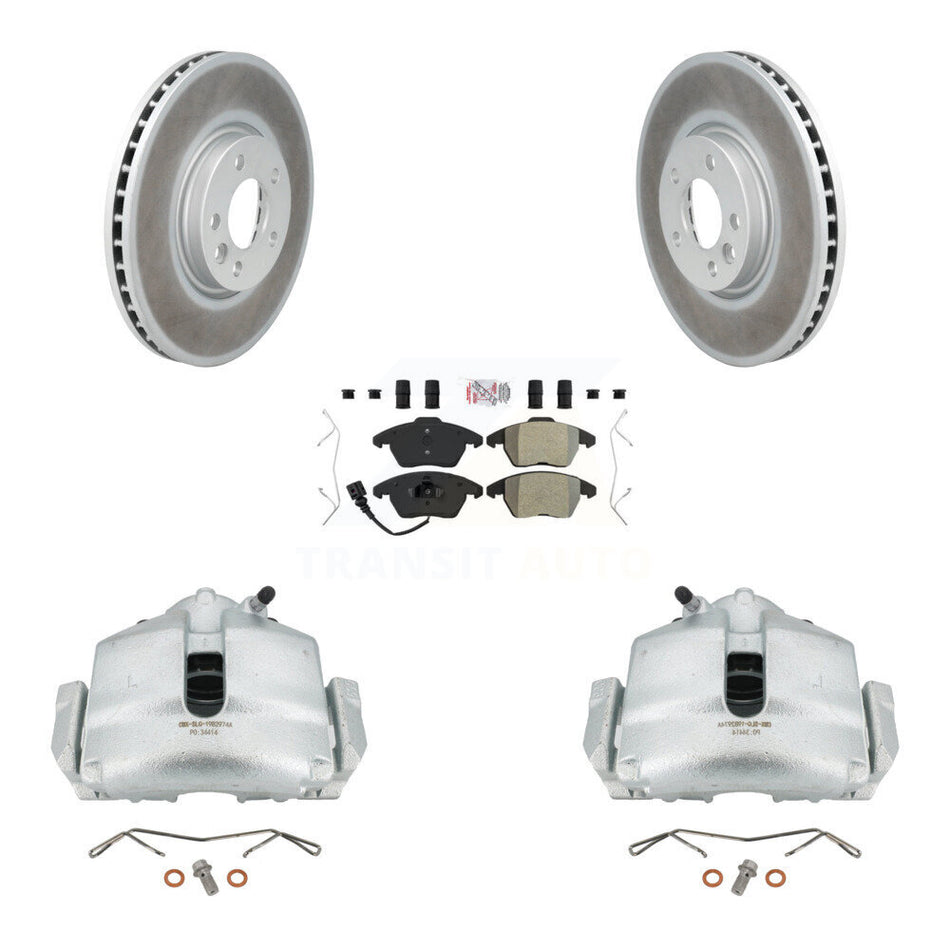 Front Disc Brake Caliper Coated Rotors And Semi-Metallic Pads Kit For Volkswagen CC With 340mm Diameter Rotor KCG-100006N