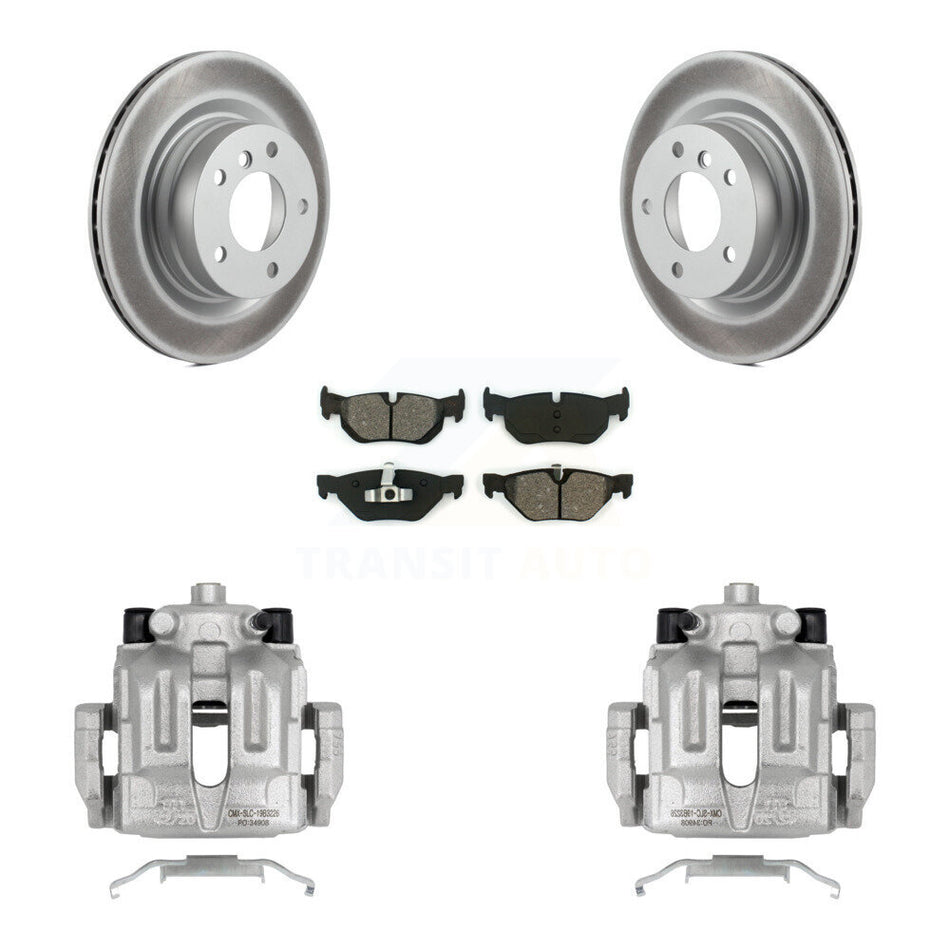 Rear Disc Brake Caliper Coated Rotors And Semi-Metallic Pads Kit For BMW 328i 325i 323i KCG-100006S