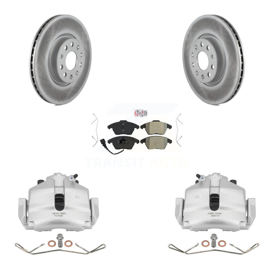 Front Disc Brake Caliper Coated Rotors And Semi-Metallic Pads Kit For Volkswagen Jetta Audi A3 Golf KCG-100007N