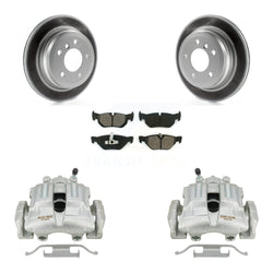 Rear Disc Brake Caliper Coated Rotors And Semi-Metallic Pads Kit For BMW 328i xDrive X1 328xi 325xi KCG-100007S