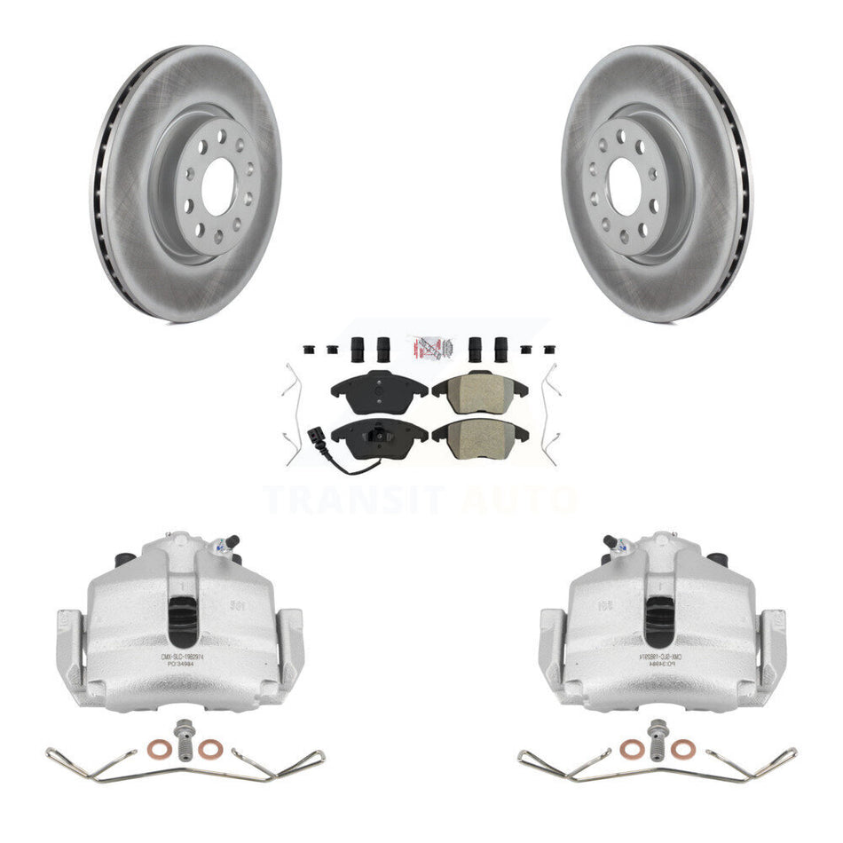 Front Disc Brake Caliper Coated Rotors And Semi-Metallic Pads Kit For Volkswagen Jetta Audi A3 Golf KCG-100008N