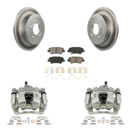 Rear Disc Brake Caliper Coat Rotor Semi-Metallic Pad Kit For Hyundai Tucson Kia Sportage KCG-100008S