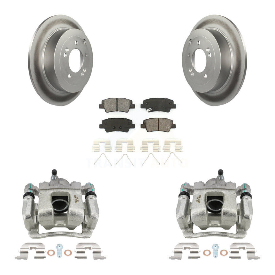 Rear Disc Brake Caliper Coat Rotor Semi-Metallic Pad Kit For Hyundai Tucson Kia Sportage KCG-100008S