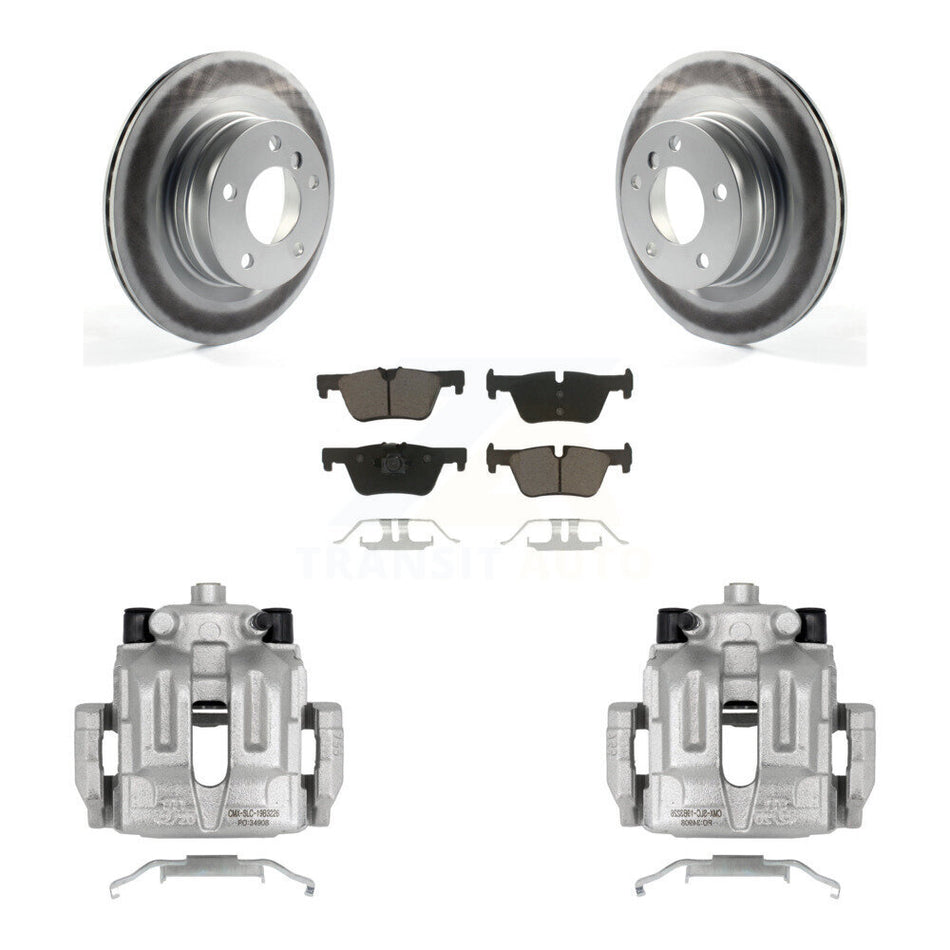 Rear Disc Brake Caliper Coated Rotors And Ceramic Pads Kit For 2012 BMW 328i 2.0L Without Blue Painted Calipers KCG-100009C