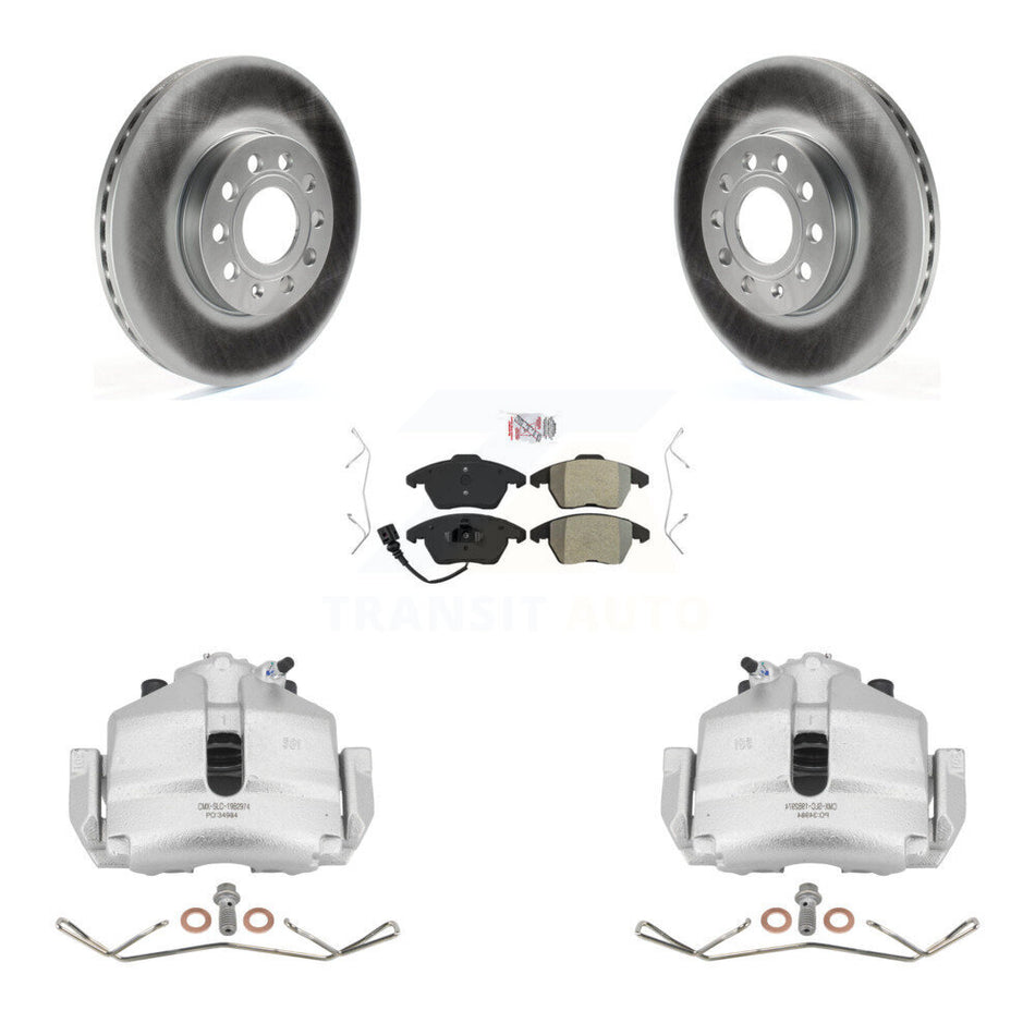 Front Disc Brake Caliper Coated Rotors And Semi-Metallic Pads Kit For Volkswagen Jetta Beetle Rabbit Golf Audi A3 KCG-100009N