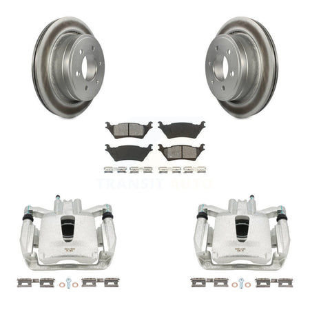 Rear Disc Brake Caliper Coated Rotors And Semi-Metallic Pads Kit For Ford F-150 KCG-100009S by Transit Auto