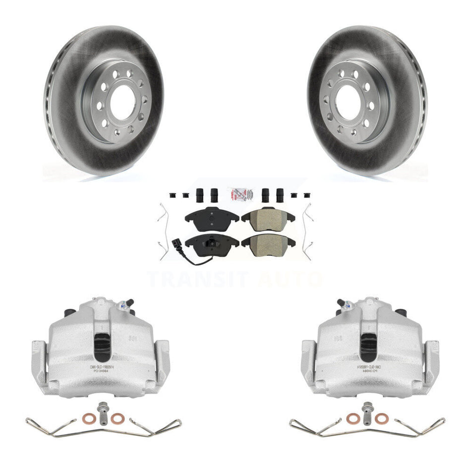 Front Disc Brake Caliper Coated Rotors And Semi-Metallic Pads Kit For Volkswagen Jetta Beetle Rabbit Golf Audi A3 KCG-100010N
