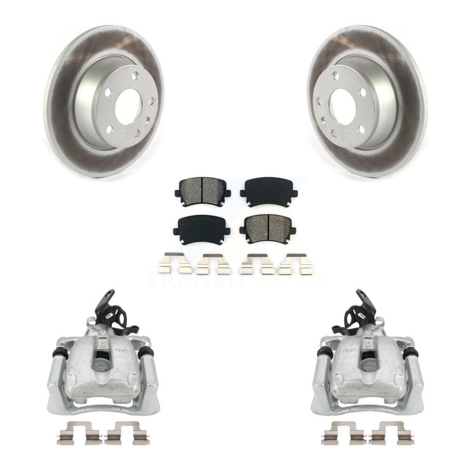 Rear Disc Brake Caliper Coated Rotors And Semi-Metallic Pads Kit For 2008-2009 Audi TT With 286mm Diameter Rotor KCG-100011S by Transit Auto