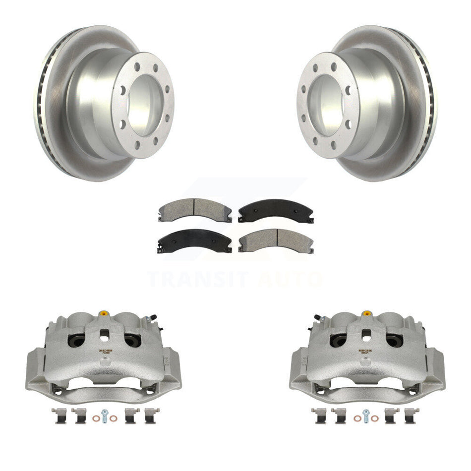 Rear Brake Caliper Coat Rotor & Semi-Metallic Pad Kit For GMC Savana 3500 Chevrolet 4500 KCG-100012S