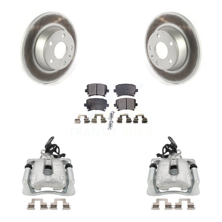 Rear Disc Brake Caliper Coated Rotors And Semi-Metallic Pads Kit For 2008-2009 Audi TT With 286mm Diameter Rotor KCG-100014P by Transit Auto