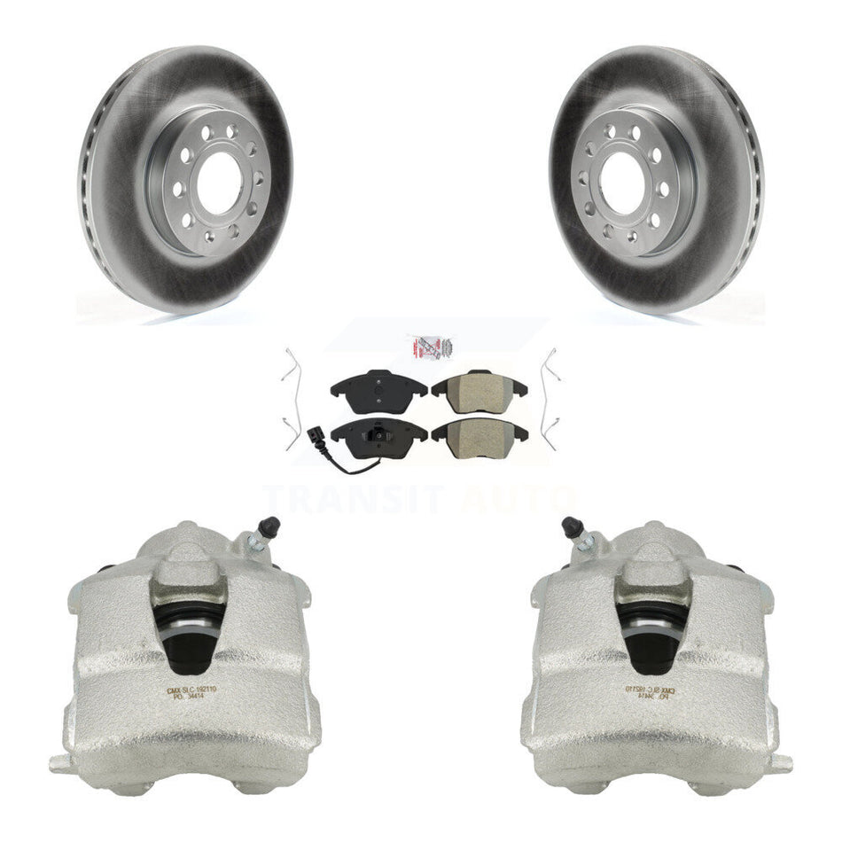 Front Disc Brake Caliper Coated Rotors And Semi-Metallic Pads Kit For Volkswagen Jetta KCG-100015N