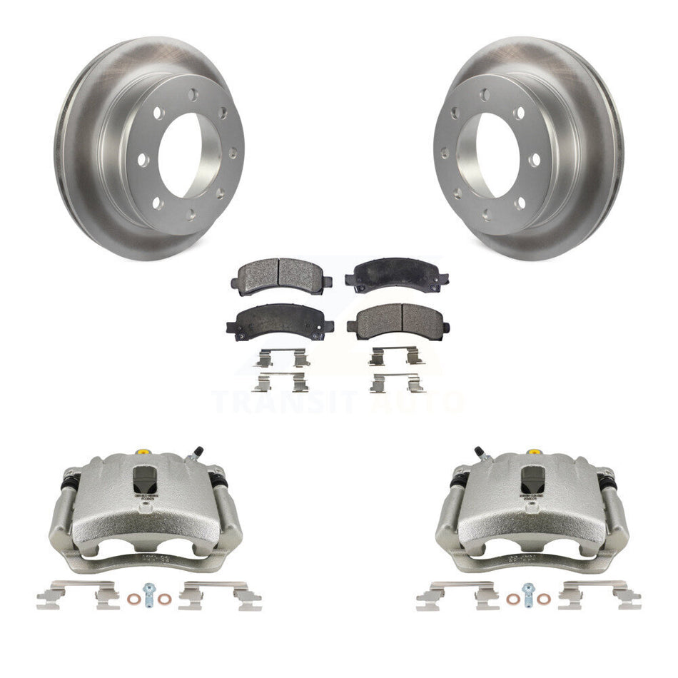 Rear Disc Brake Caliper Coated Rotors And Semi-Metallic Pads Kit For Chevrolet Express 3500 2500 GMC Savana KCG-100016P