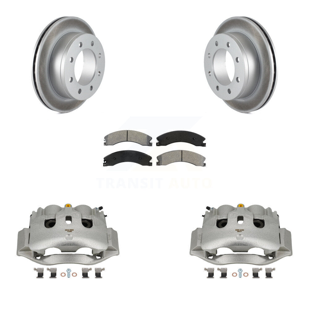 Rear Disc Brake Caliper Coat Rotors And Semi-Metallic Pad Kit For Chevrolet Express 4500 KCG-100016S