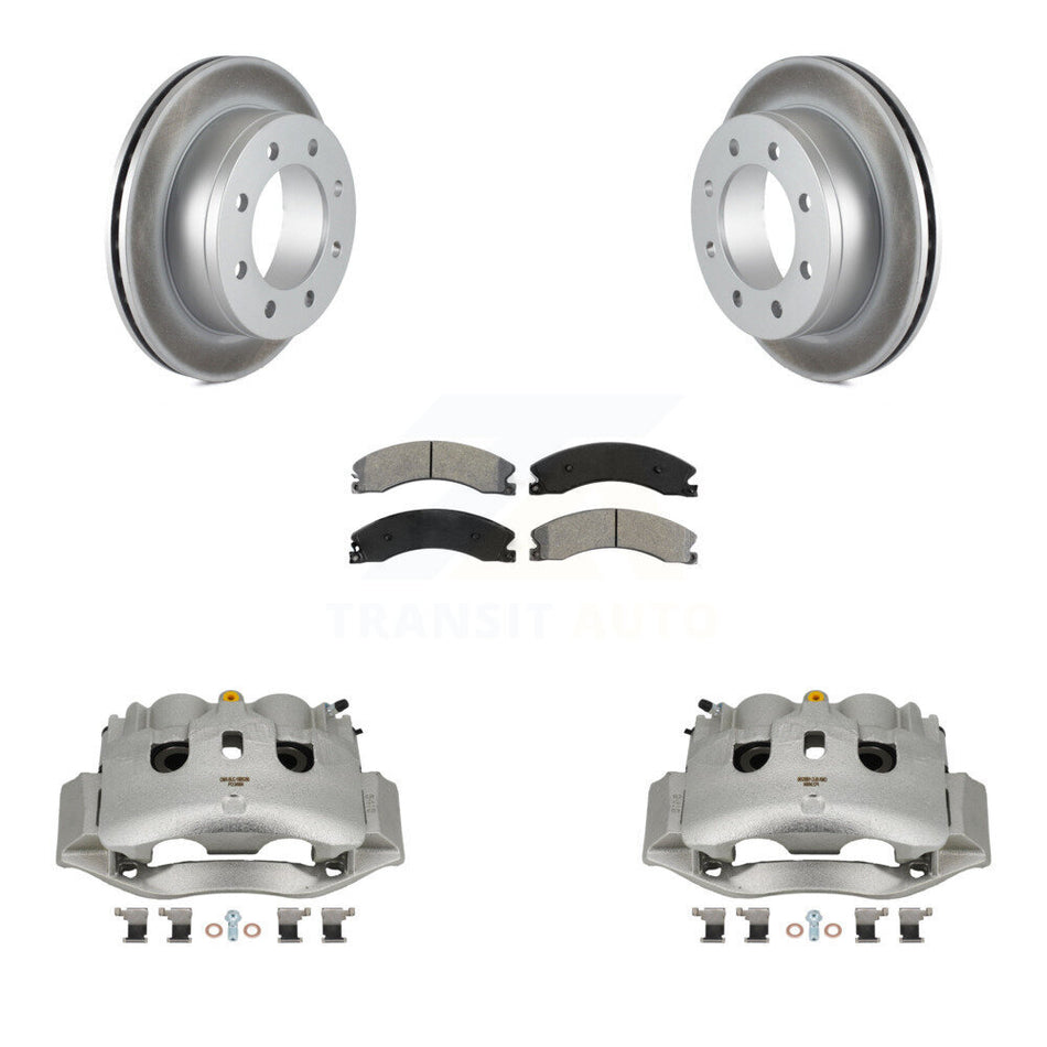 Rear Disc Brake Caliper Coat Rotors And Semi-Metallic Pad Kit For Chevrolet Express 4500 KCG-100016S