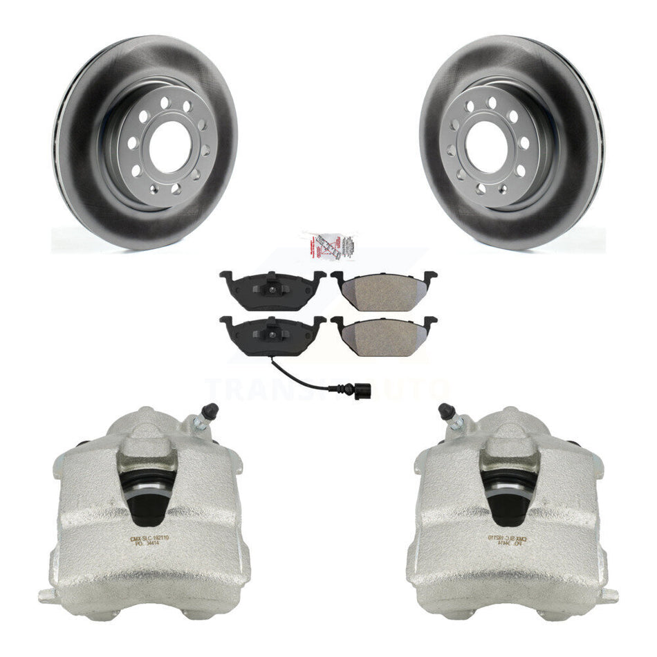 Front Disc Brake Caliper Coated Rotors And Semi-Metallic Pads Kit For Volkswagen Jetta With 280mm Diameter Rotor KCG-100017N