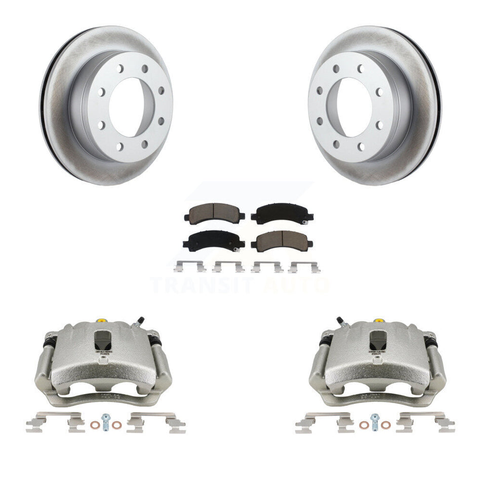 Rear Disc Brake Caliper Coated Rotors And Ceramic Pads Kit For Chevrolet Express 2500 3500 GMC Savana KCG-100018C