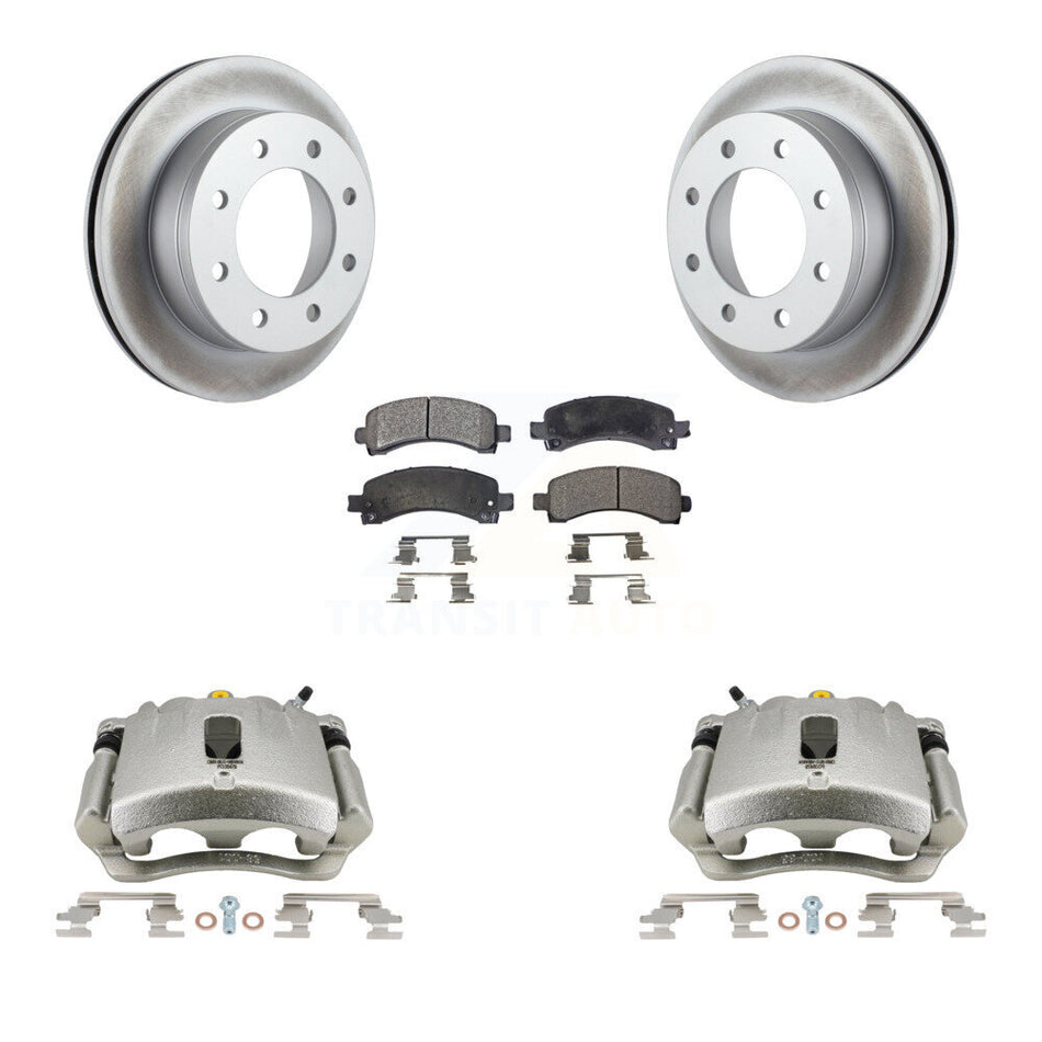Rear Disc Brake Caliper Coated Rotors And Semi-Metallic Pads Kit For Chevrolet Express 2500 3500 GMC Savana KCG-100018P