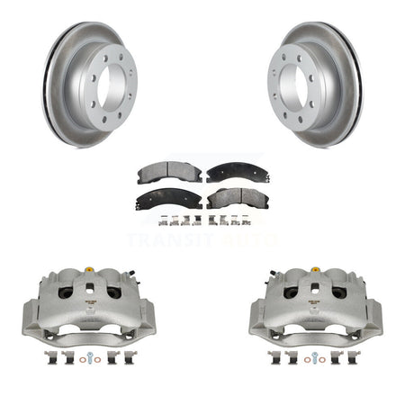 Rear Disc Brake Caliper Coat Rotors And Semi-Metallic Pad Kit For Chevrolet Express 4500 KCG-100019P