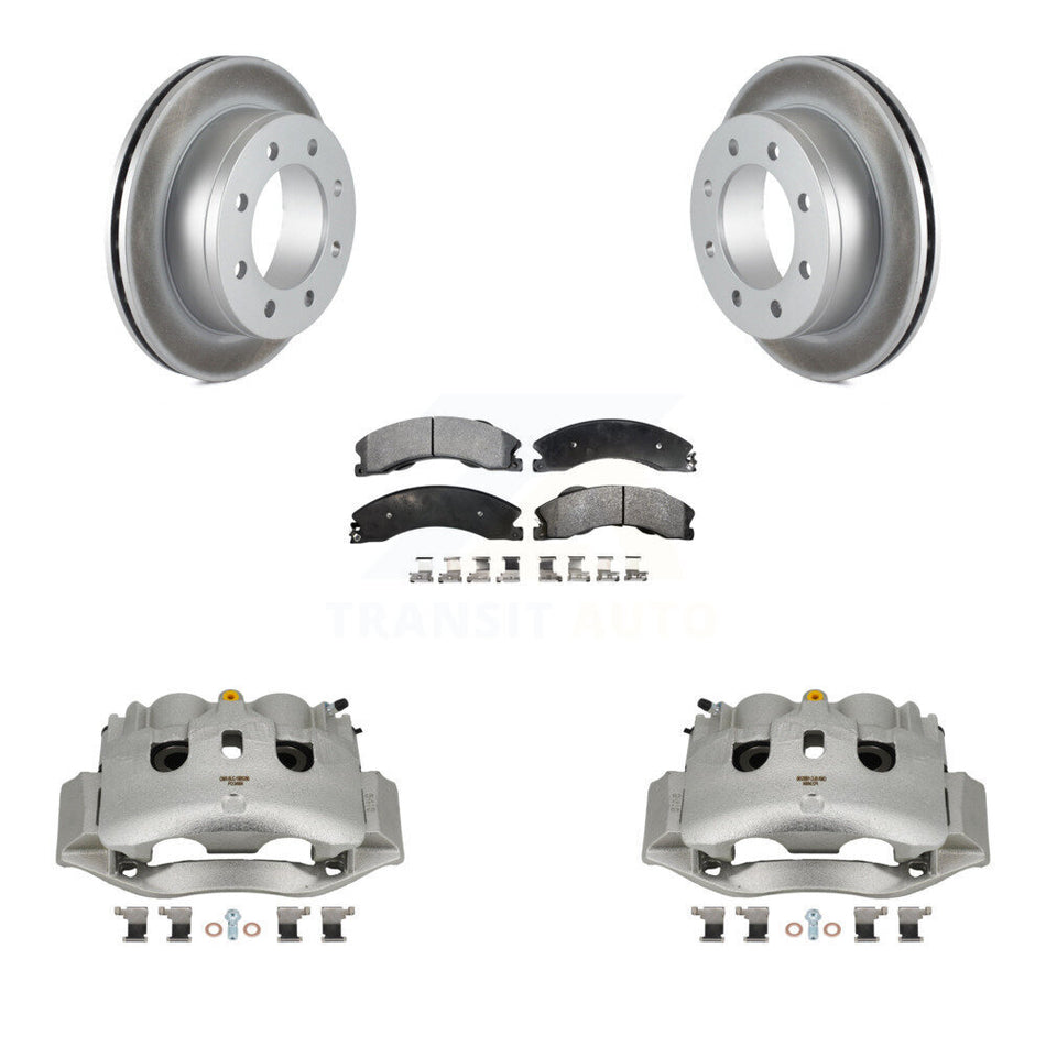 Rear Disc Brake Caliper Coat Rotors And Semi-Metallic Pad Kit For Chevrolet Express 4500 KCG-100019P