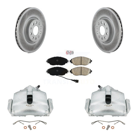 Front Disc Brake Caliper Coated Rotors And Ceramic Pads Kit For 2017 Volkswagen CC FWD 4 Motion KCG-100020N by Transit Auto