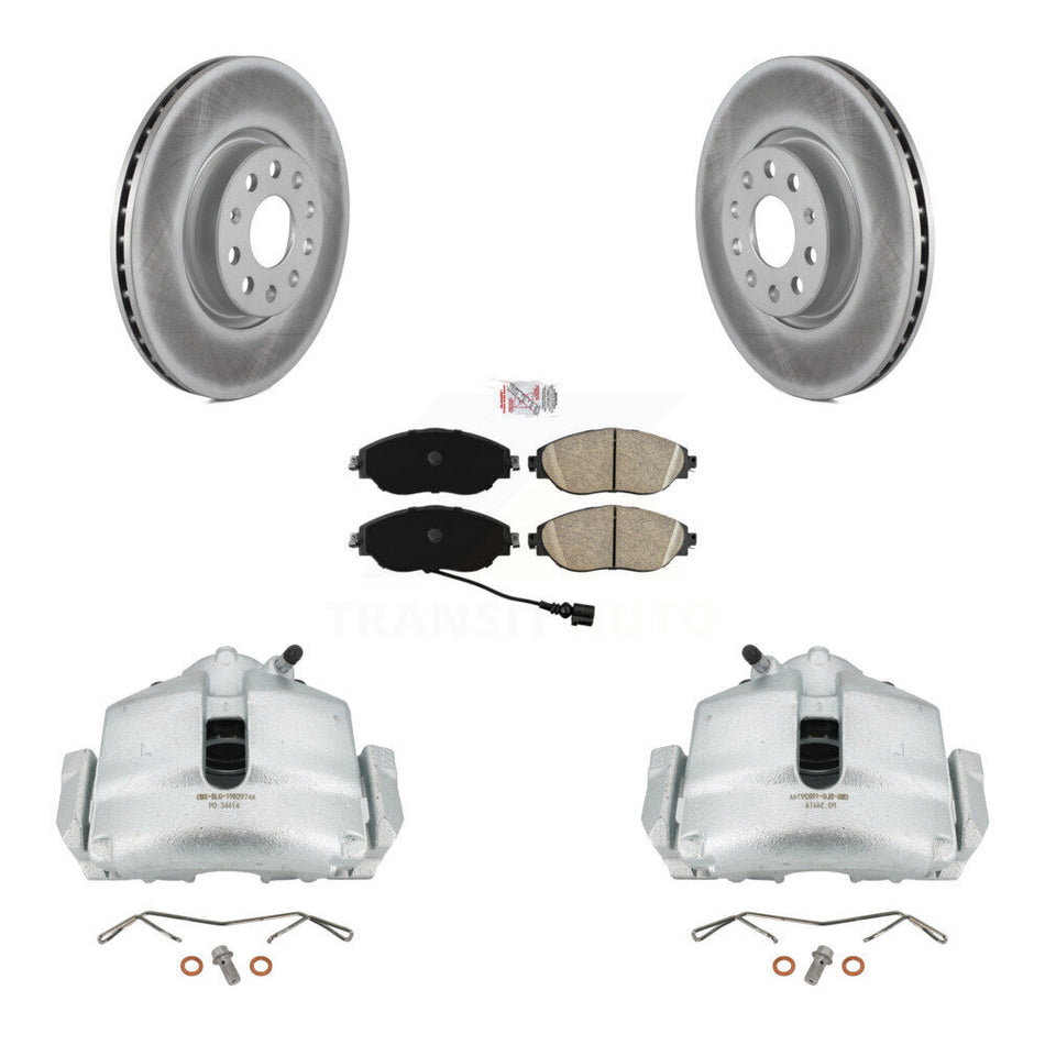 Front Disc Brake Caliper Coated Rotors And Ceramic Pads Kit For 2017 Volkswagen CC FWD 4 Motion KCG-100020N