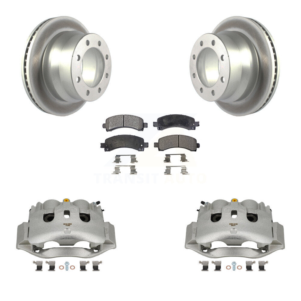 Rear Disc Brake Caliper Coat Rotors And Semi-Metallic Pad Kit For Chevrolet Express 4500 KCG-100020P