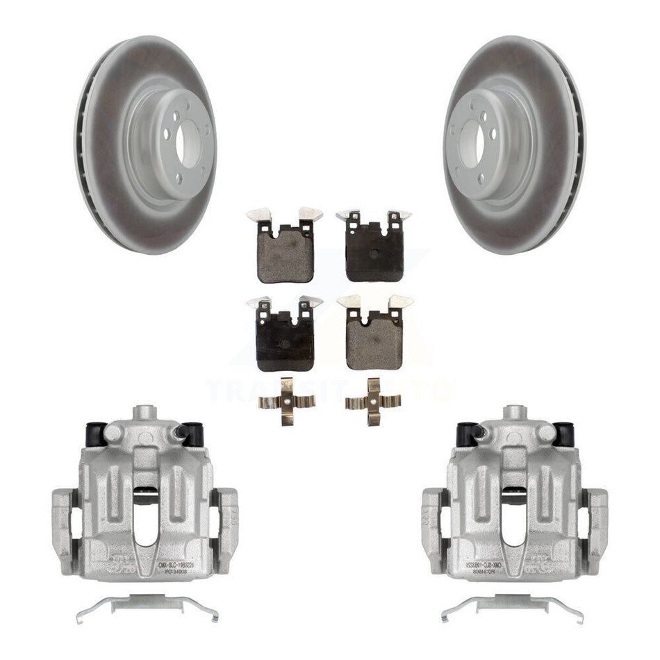 Rear Disc Brake Caliper Coated Rotors And Ceramic Pads Kit For 2012 BMW 328i 2.0L With Blue Painted Calipers KCG-100020T