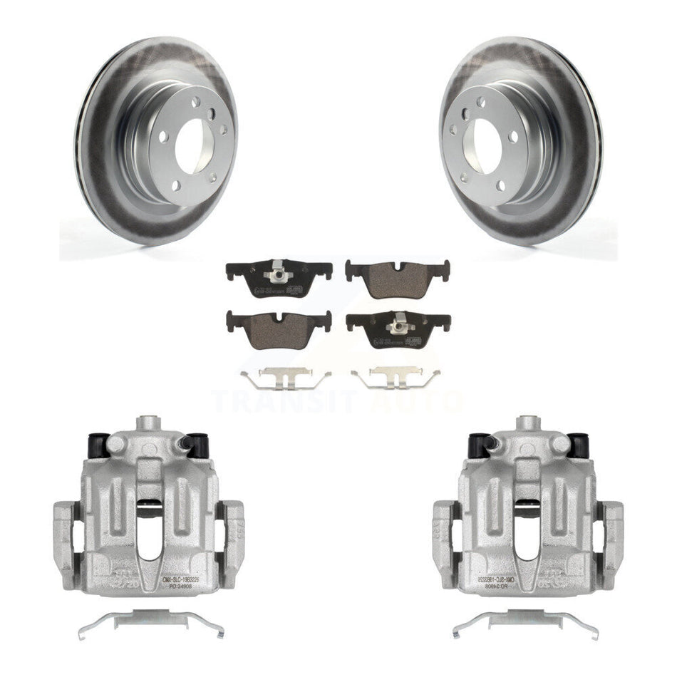 Rear Disc Brake Caliper Coated Rotors And Ceramic Pads Kit For 2012 BMW 328i 2.0L Without Blue Painted Calipers KCG-100022T