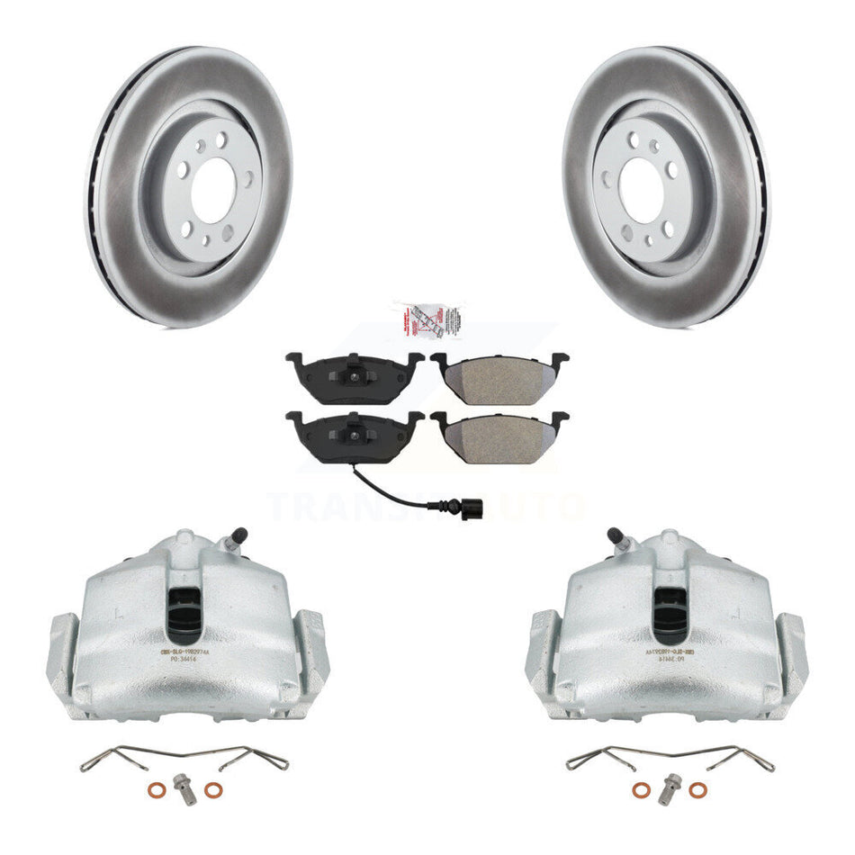 Front Disc Brake Caliper Coated Rotors And Semi-Metallic Pads Kit For 2006 Volkswagen Jetta 2.0L With 280mm Diameter Rotor 7th 8th Digit Of VIN Is "9M" Or "1J" KCG-100023N