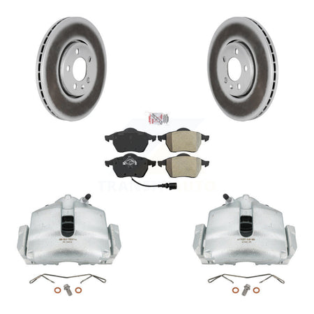 Front Disc Brake Caliper Coated Rotors And Semi-Metallic Pads Kit For 2006 Volkswagen Jetta 2.0L With 288mm Diameter Rotor 7th 8th Digit Of VIN Is "9M" Or "1J" KCG-100024N by Transit Auto