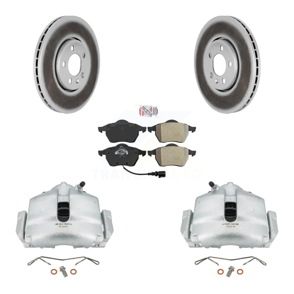 Front Disc Brake Caliper Coated Rotors And Semi-Metallic Pads Kit For 2006 Volkswagen Jetta 2.0L With 288mm Diameter Rotor 7th 8th Digit Of VIN Is "9M" Or "1J" KCG-100024N by Transit Auto