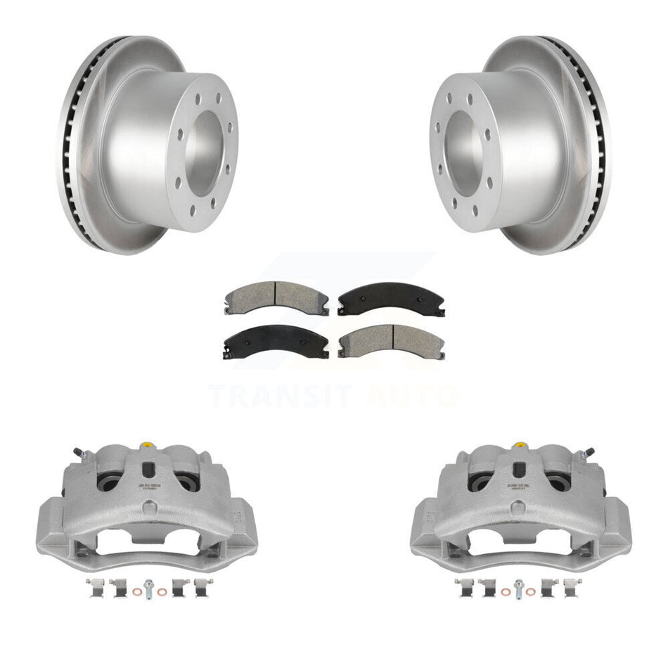 Rear Brake Caliper Coat Rotor And Semi-Metallic Pad Kit For GMC Sierra 3500 HD Chevrolet KCG-100025S