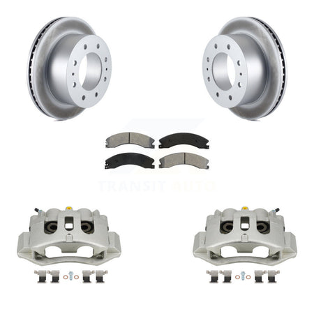 Rear Brake Caliper Coat Rotor And Semi-Metallic Pad Kit For GMC Chevrolet Sierra 2500 HD KCG-100026S