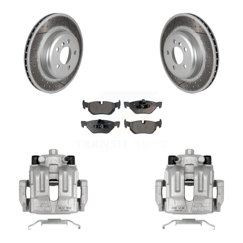 Rear Disc Brake Caliper Coated Rotors And Ceramic Pads Kit For 2013 BMW 328i xDrive 3.0L With M Sport Performance Brakes KCG-100026T