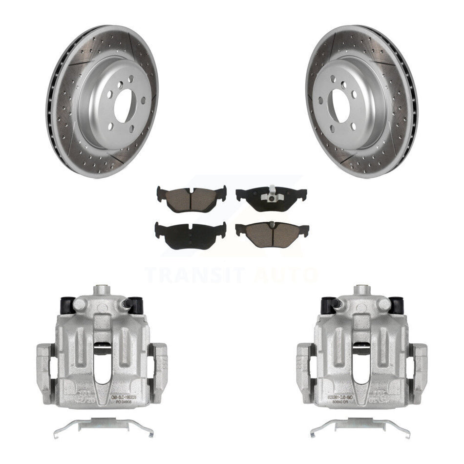 Rear Disc Brake Caliper Coated Rotors And Ceramic Pads Kit For 2013 BMW 328i xDrive 3.0L With M Sport Performance Brakes KCG-100027C