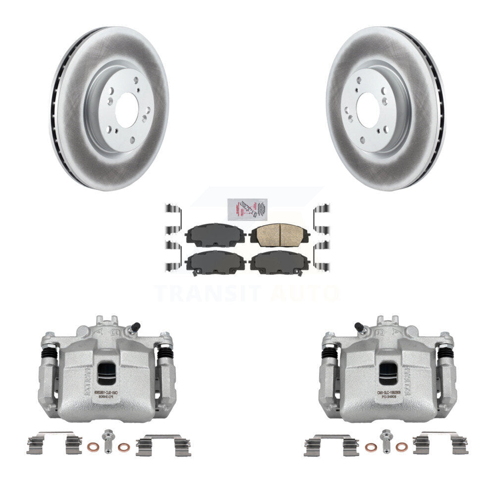 Front Brake Caliper Coat Rotors & Ceramic Pad Kit For 2006-2011 Honda Civic Si with 2.0L KCG-100027N
