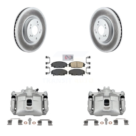 Front Brake Caliper Coat Rotors & Ceramic Pad Kit For 2006-2011 Honda Civic Si with 2.0L KCG-100027N