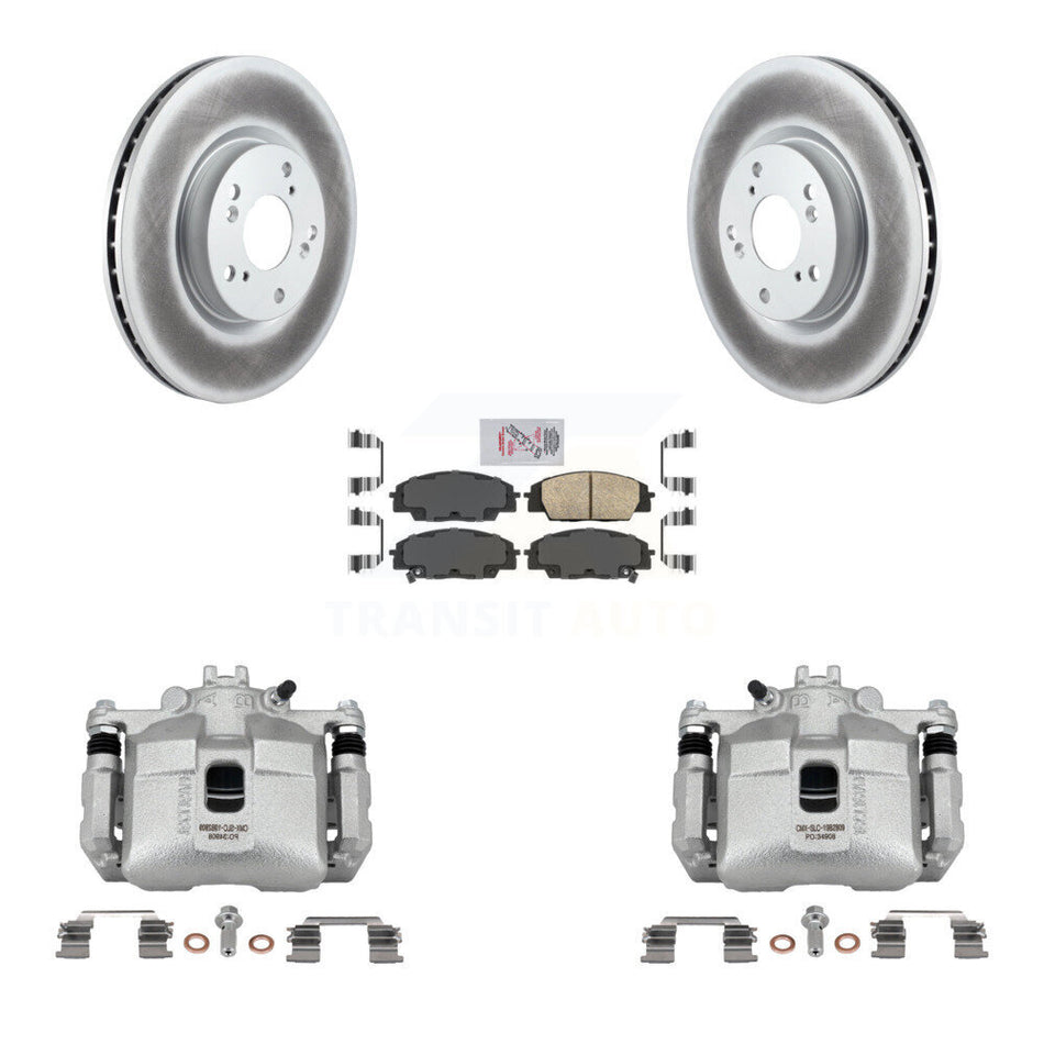 Front Brake Caliper Coat Rotors & Ceramic Pad Kit For 2006-2011 Honda Civic Si with 2.0L KCG-100027N