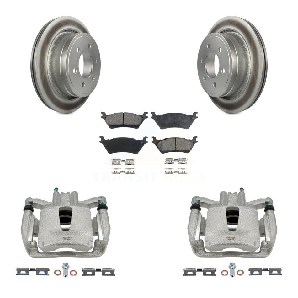 Rear Disc Brake Caliper Coated Rotors And Ceramic Pads Kit For Ford F-150 KCG-100027T