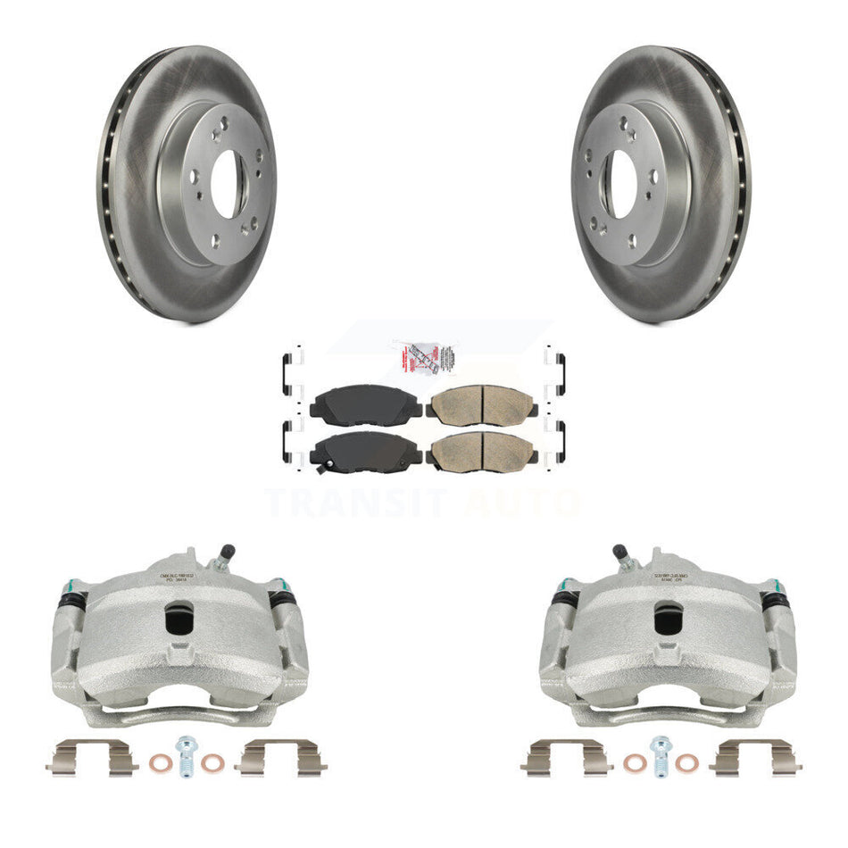 Front Disc Brake Caliper Coated Rotors And Ceramic Pads Kit For Honda Civic KCG-100028N by Transit Auto