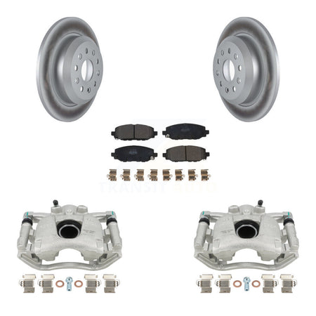 Rear Disc Brake Caliper Coated Rotors And Semi-Metallic Pads Kit For 2018-2021 Jeep Wrangler Rubicon With Heavy Duty Brakes Code BR2 & BR6 KCG-100028P by Transit Auto