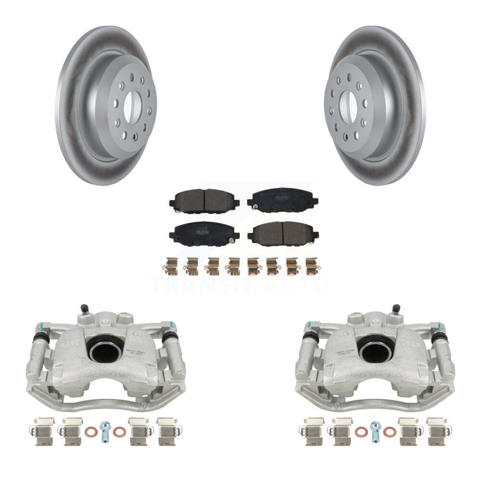 Rear Disc Brake Caliper Coated Rotors And Semi-Metallic Pads Kit For 2018-2021 Jeep Wrangler Rubicon With Heavy Duty Brakes Code BR2 & BR6 KCG-100028P by Transit Auto