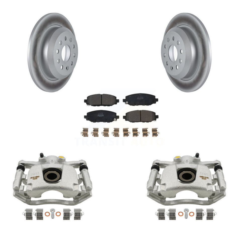 Rear Disc Brake Caliper Coated Rotors And Semi-Metallic Pads Kit For 2018-2021 Jeep Wrangler Rubicon With Heavy Duty Brakes Code BR2 & BR6 KCG-100028P