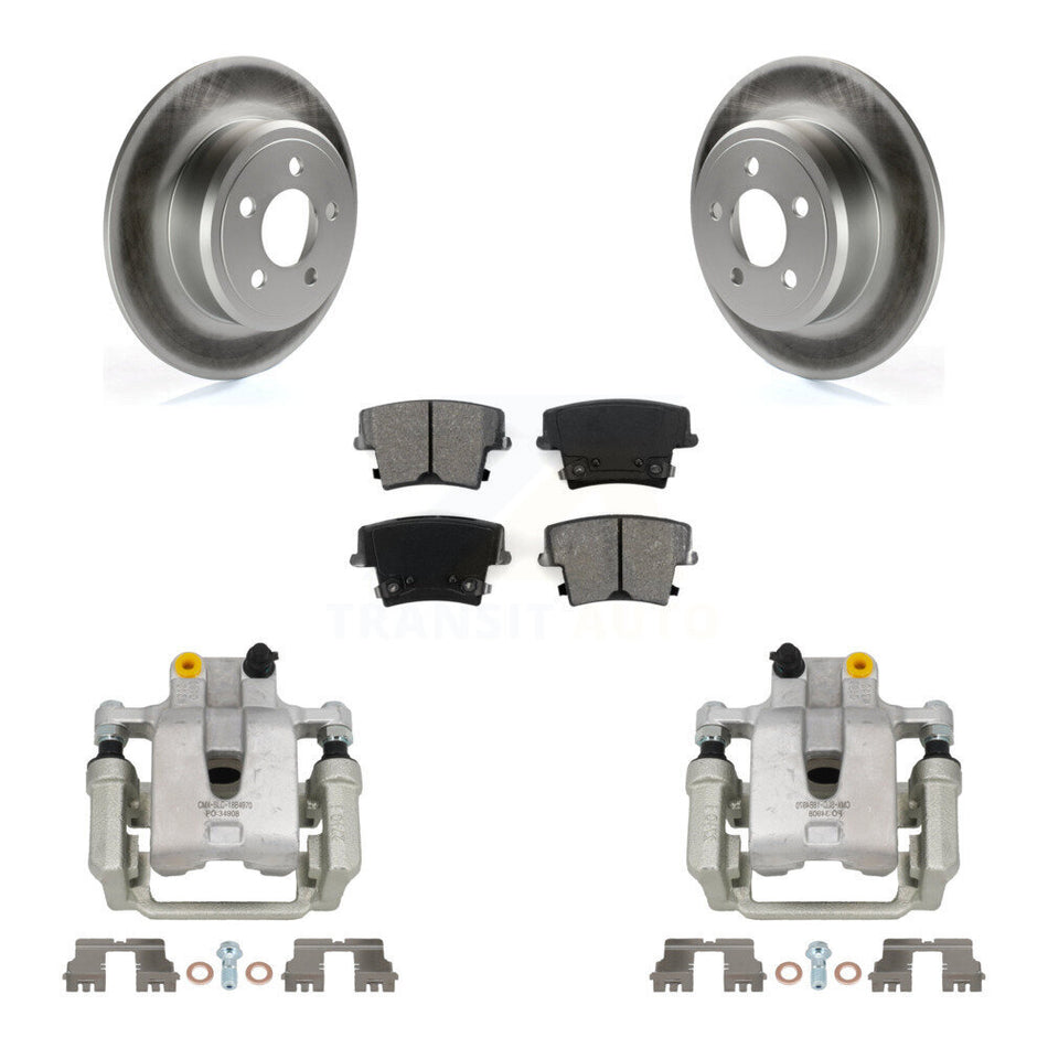 Rear Disc Brake Caliper Coat Rotors Semi-Metallic Pad Kit For Dodge Chrysler 300 Charger KCG-100028S