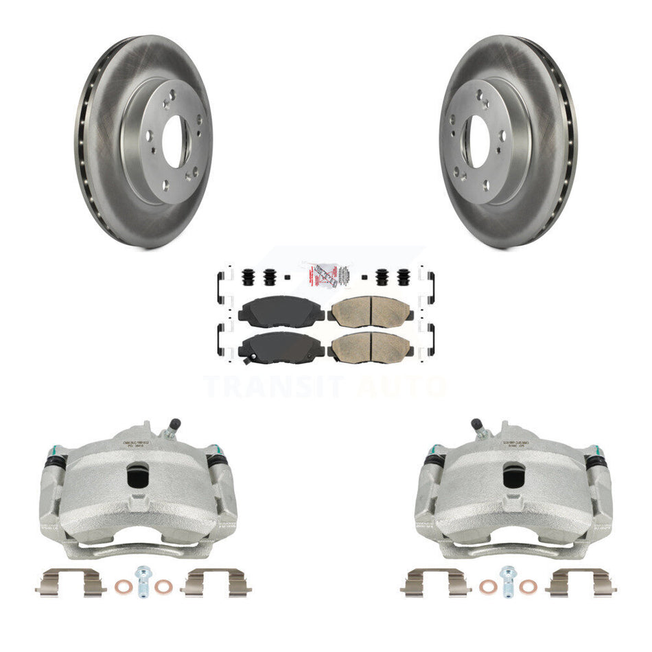 Front Disc Brake Caliper Coated Rotors And Ceramic Pads Kit For Honda Civic KCG-100029N by Transit Auto