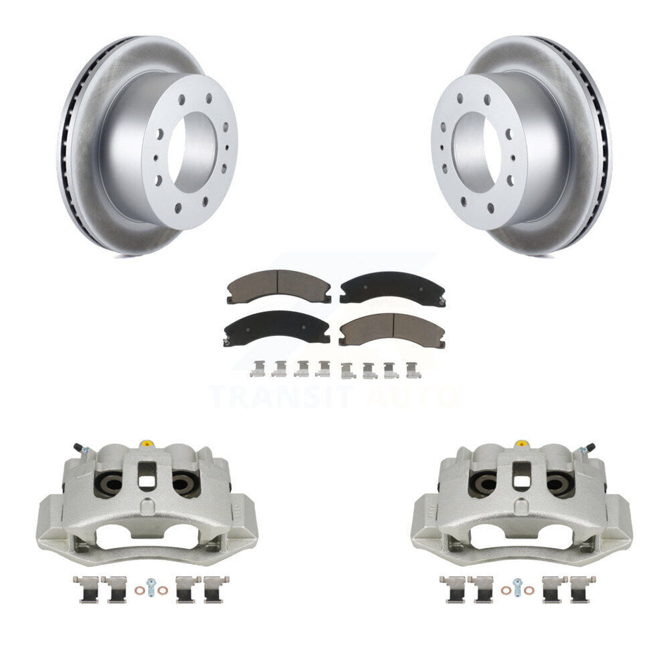 Rear Brake Caliper Coat Rotor Ceramic Pad Kit For GMC Chevrolet Sierra 2500 HD Silverado KCG-100030C