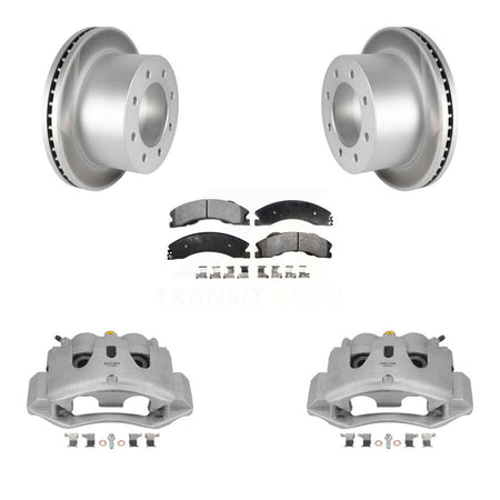 Rear Brake Caliper Coat Rotor And Semi-Metallic Pad Kit For GMC Sierra 3500 HD Chevrolet KCG-100030P