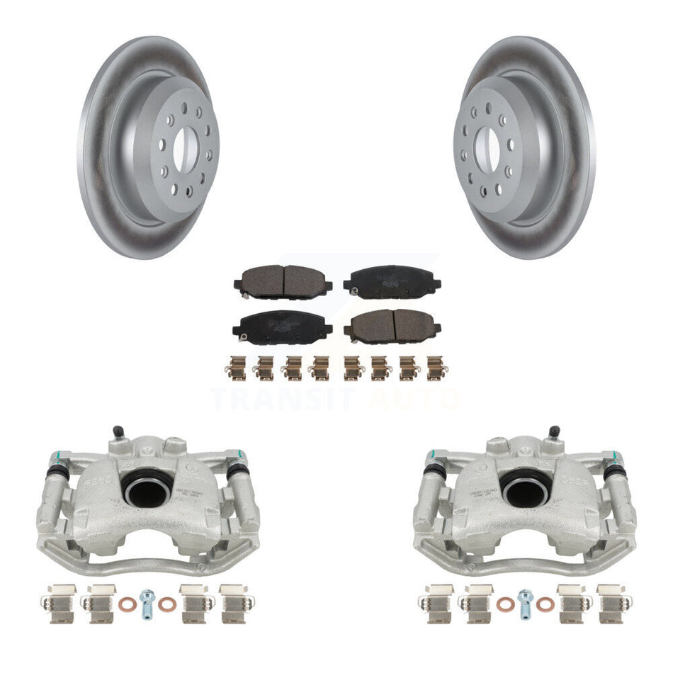 Rear Disc Brake Caliper Coated Rotors And Ceramic Pads Kit For 2018-2021 Jeep Wrangler Rubicon With Heavy Duty Brakes Code BR2 & BR6 KCG-100030T by Transit Auto