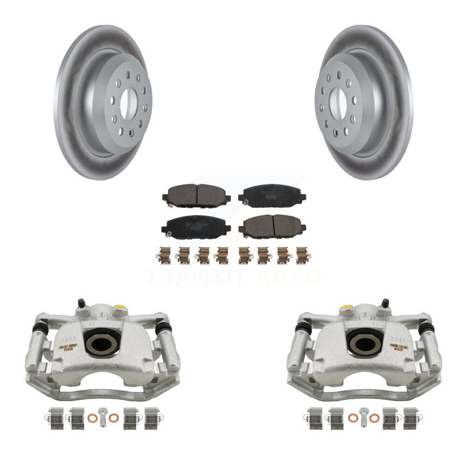 Rear Disc Brake Caliper Coated Rotors And Ceramic Pads Kit For 2018-2021 Jeep Wrangler Rubicon With Heavy Duty Brakes Code BR2 & BR6 KCG-100030T